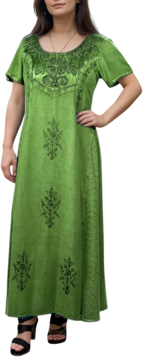 Agan Traders Women's 2025 Spring Sleeveless Maxi Dress for Women - Short Sleeve Embroidered Long Sun Dress Gown