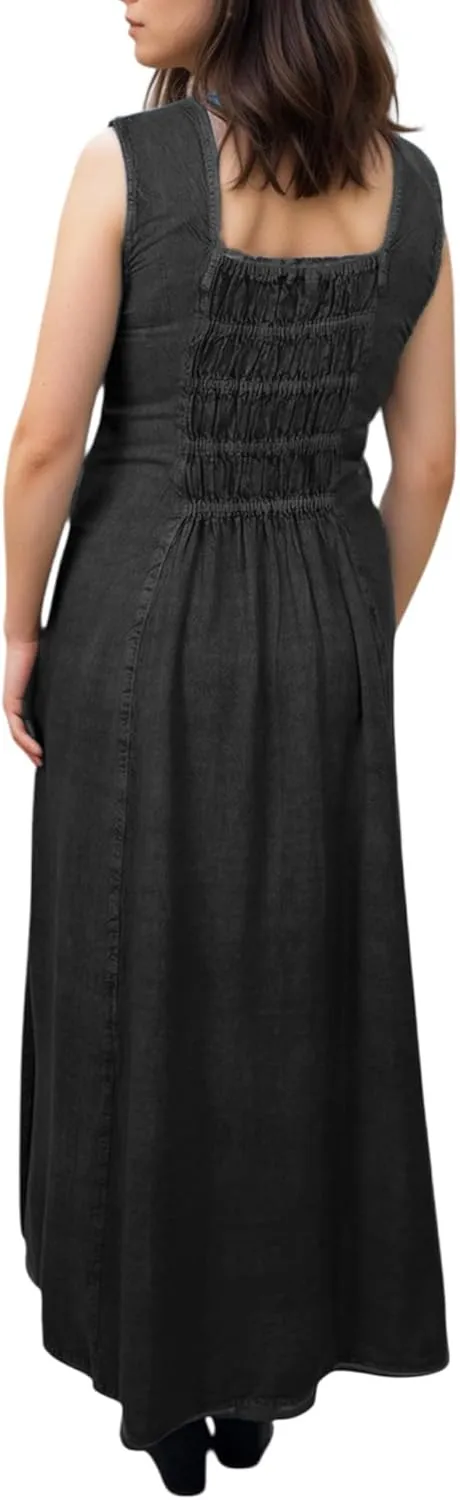 Agan Traders Women's 2025 Spring Sleeveless Maxi Dress for Women - Short Sleeve Embroidered Long Sun Dress Gown