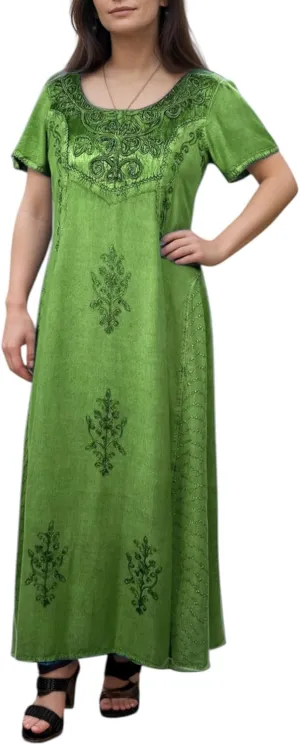 Agan Traders Women's 2025 Spring Sleeveless Maxi Dress for Women - Short Sleeve Embroidered Long Sun Dress Gown