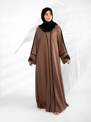 Alara Motif Abaya (Dusty Rose Brown)