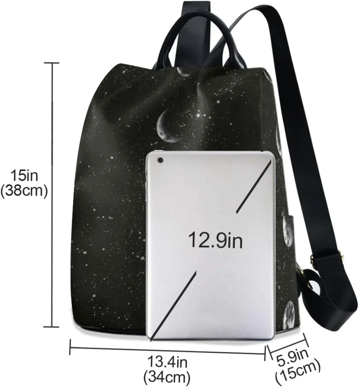 ALAZA Moon Phases in The Night Sky Backpack Purse for Women Travel Casual Daypack College Bookbag Work Business Ladies Shoulder Bag