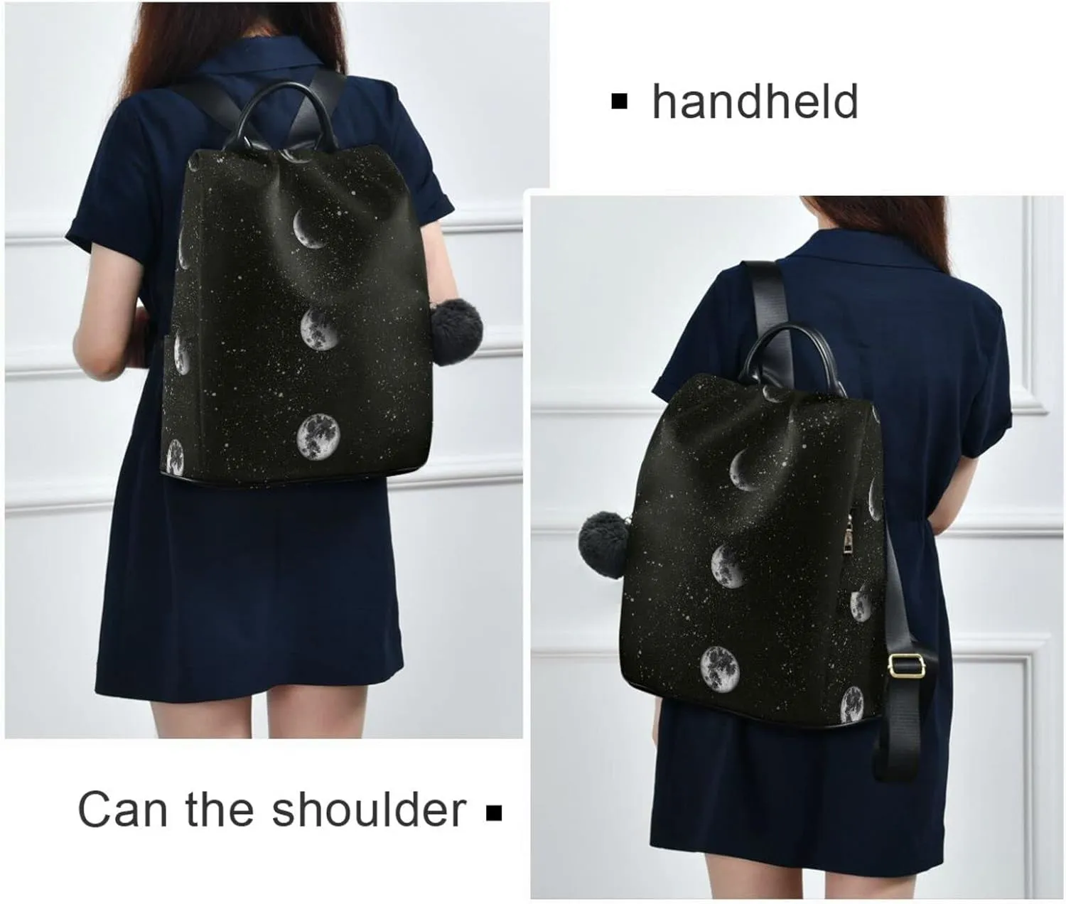 ALAZA Moon Phases in The Night Sky Backpack Purse for Women Travel Casual Daypack College Bookbag Work Business Ladies Shoulder Bag