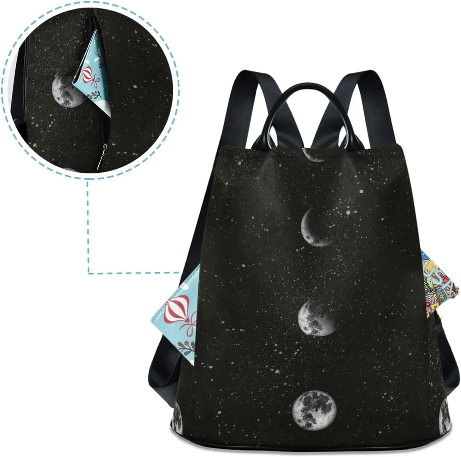 ALAZA Moon Phases in The Night Sky Backpack Purse for Women Travel Casual Daypack College Bookbag Work Business Ladies Shoulder Bag