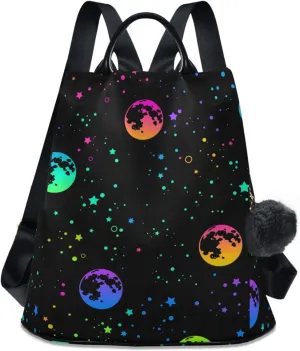 ALAZA Rainbow Moon Star Backpack Purse for Women Travel Casual Daypack College Bookbag Work Business Ladies Shoulder Bag