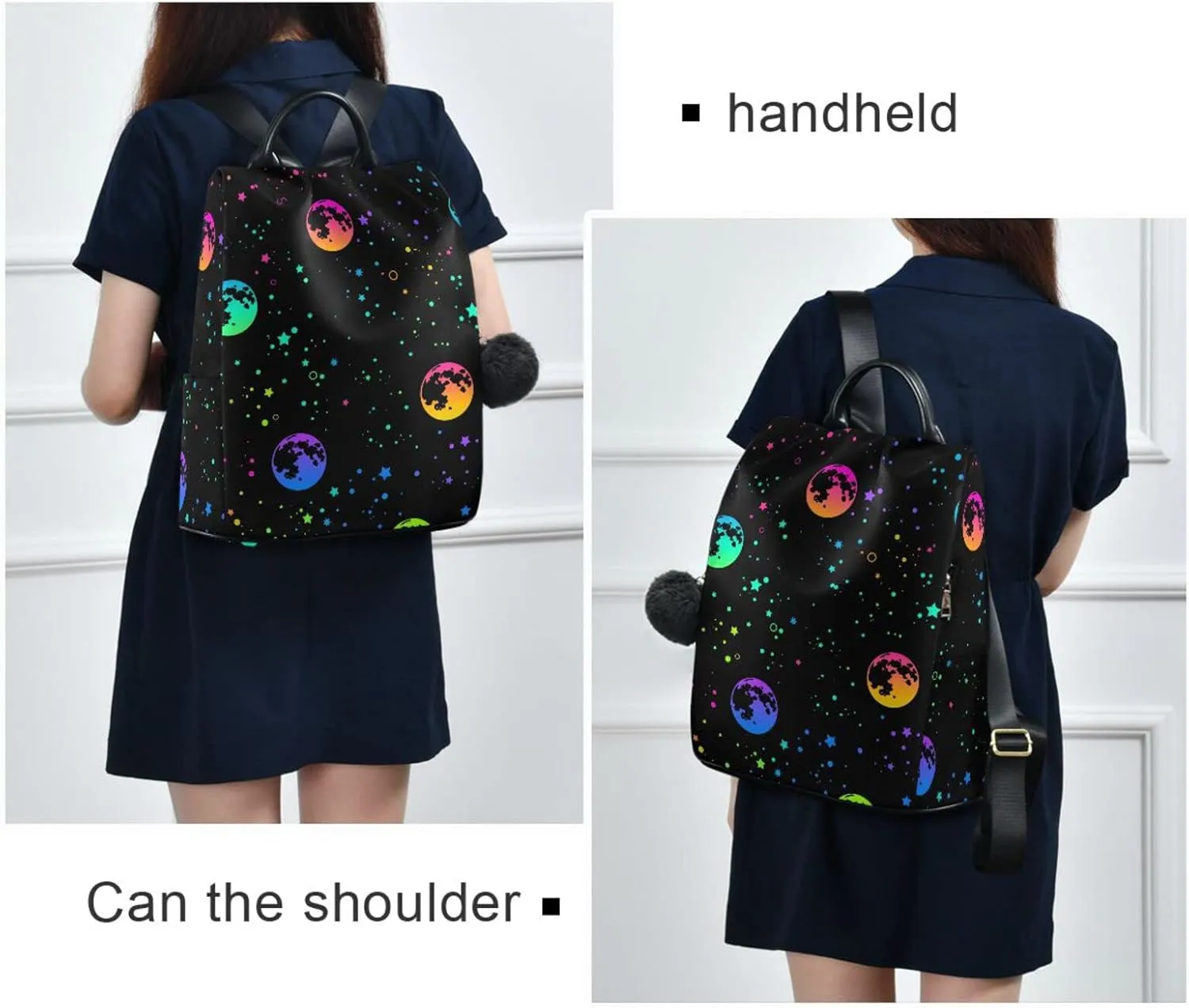 ALAZA Rainbow Moon Star Backpack Purse for Women Travel Casual Daypack College Bookbag Work Business Ladies Shoulder Bag