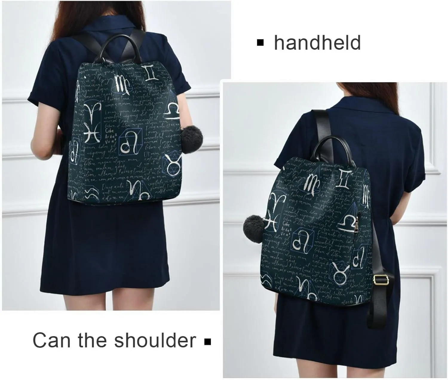 ALAZA Zodiac Signs on Dark Background Backpack Purse for Women Travel Casual Daypack College Bookbag Work Business Ladies Shoulder Bag