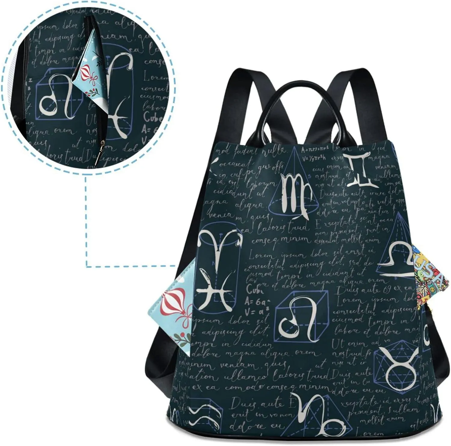 ALAZA Zodiac Signs on Dark Background Backpack Purse for Women Travel Casual Daypack College Bookbag Work Business Ladies Shoulder Bag