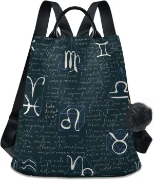 ALAZA Zodiac Signs on Dark Background Backpack Purse for Women Travel Casual Daypack College Bookbag Work Business Ladies Shoulder Bag