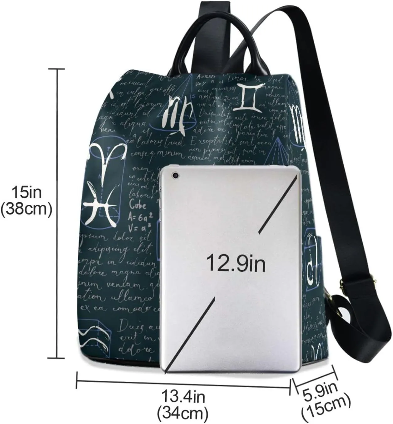 ALAZA Zodiac Signs on Dark Background Backpack Purse for Women Travel Casual Daypack College Bookbag Work Business Ladies Shoulder Bag