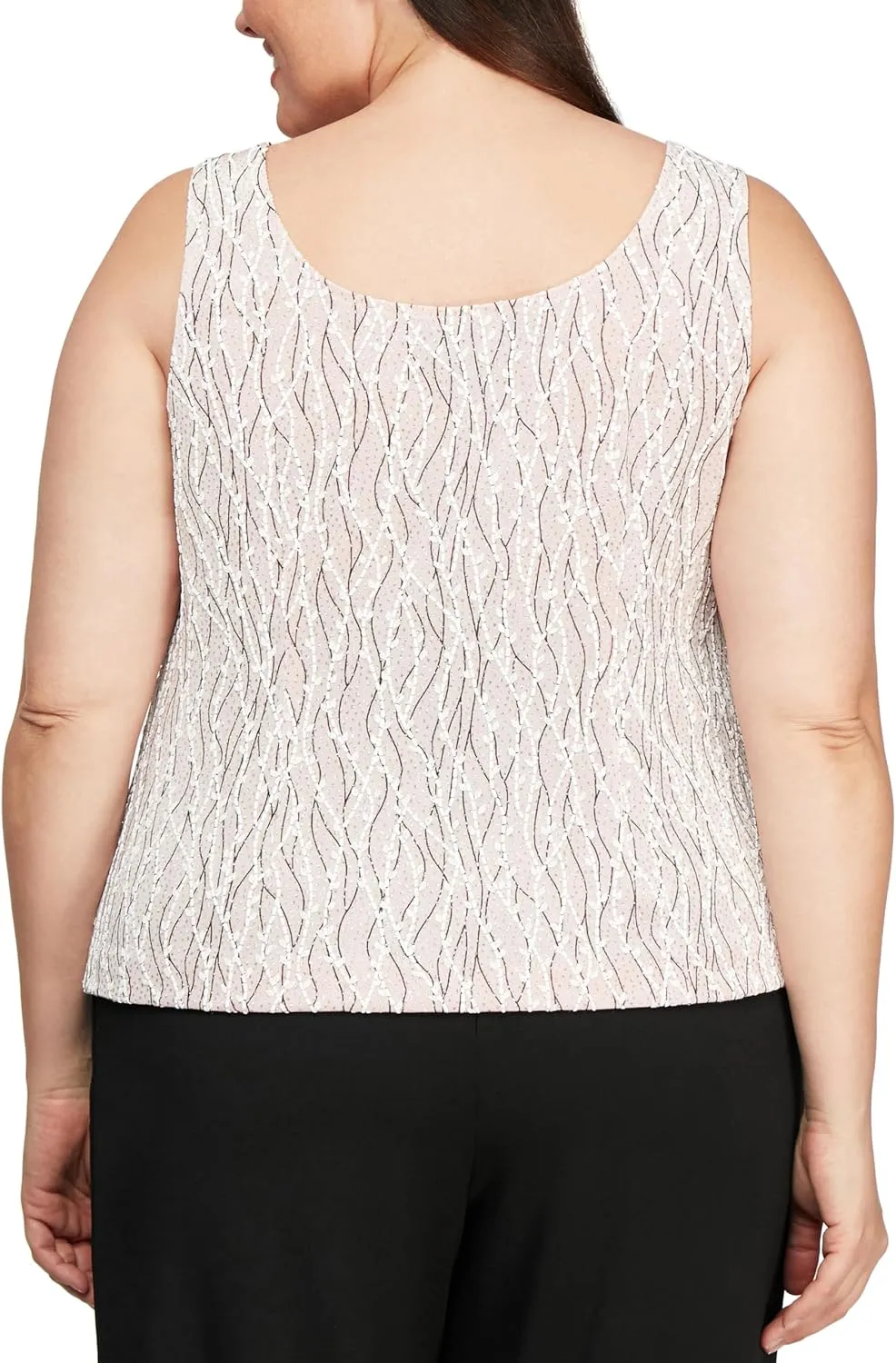 Alex Evenings Women's 3/4 Sleeve Printed Twinset with Scoop Neckline Cami and Hook Neck Closure Jacket (Plus Size)