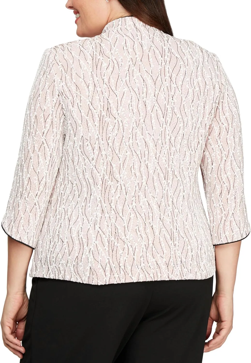 Alex Evenings Women's 3/4 Sleeve Printed Twinset with Scoop Neckline Cami and Hook Neck Closure Jacket (Plus Size)