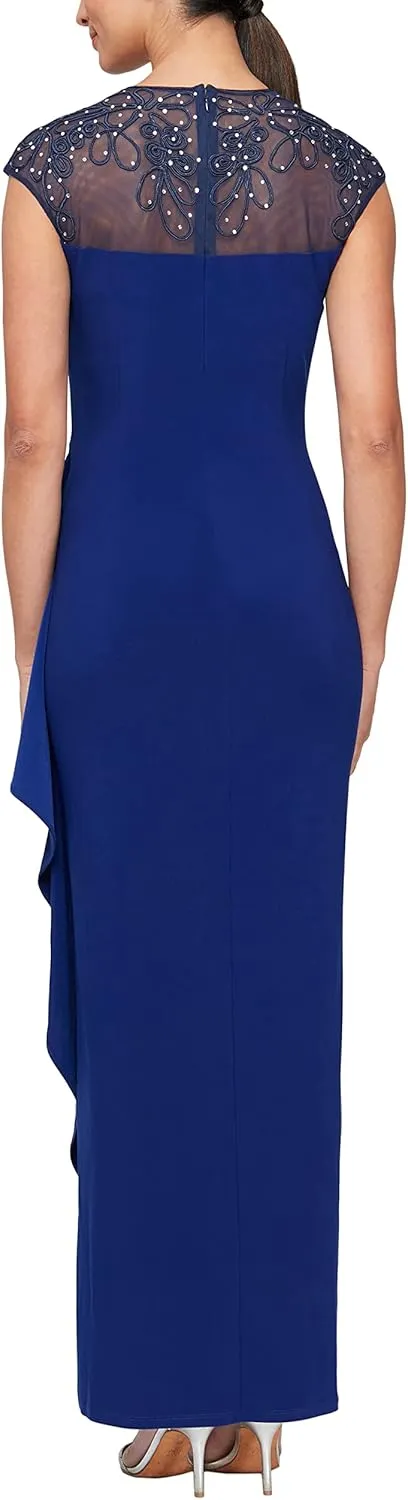 Alex Evenings Women's Long Dress with Knot Front Detail