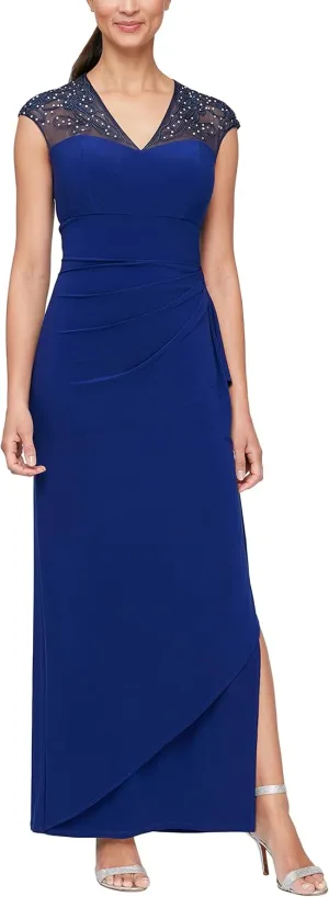Alex Evenings Women's Long Dress with Knot Front Detail