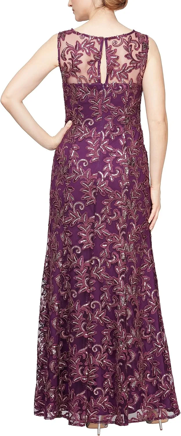 Alex Evenings Women's Long Sleeveless Mother of The Bride Dress with Shawl (Petite and Regular Sizes)