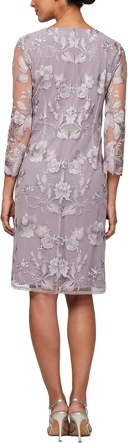 Alex Evenings Women's Midi Scoop Neck Shift Dress with Jacket (Petite and Regular)