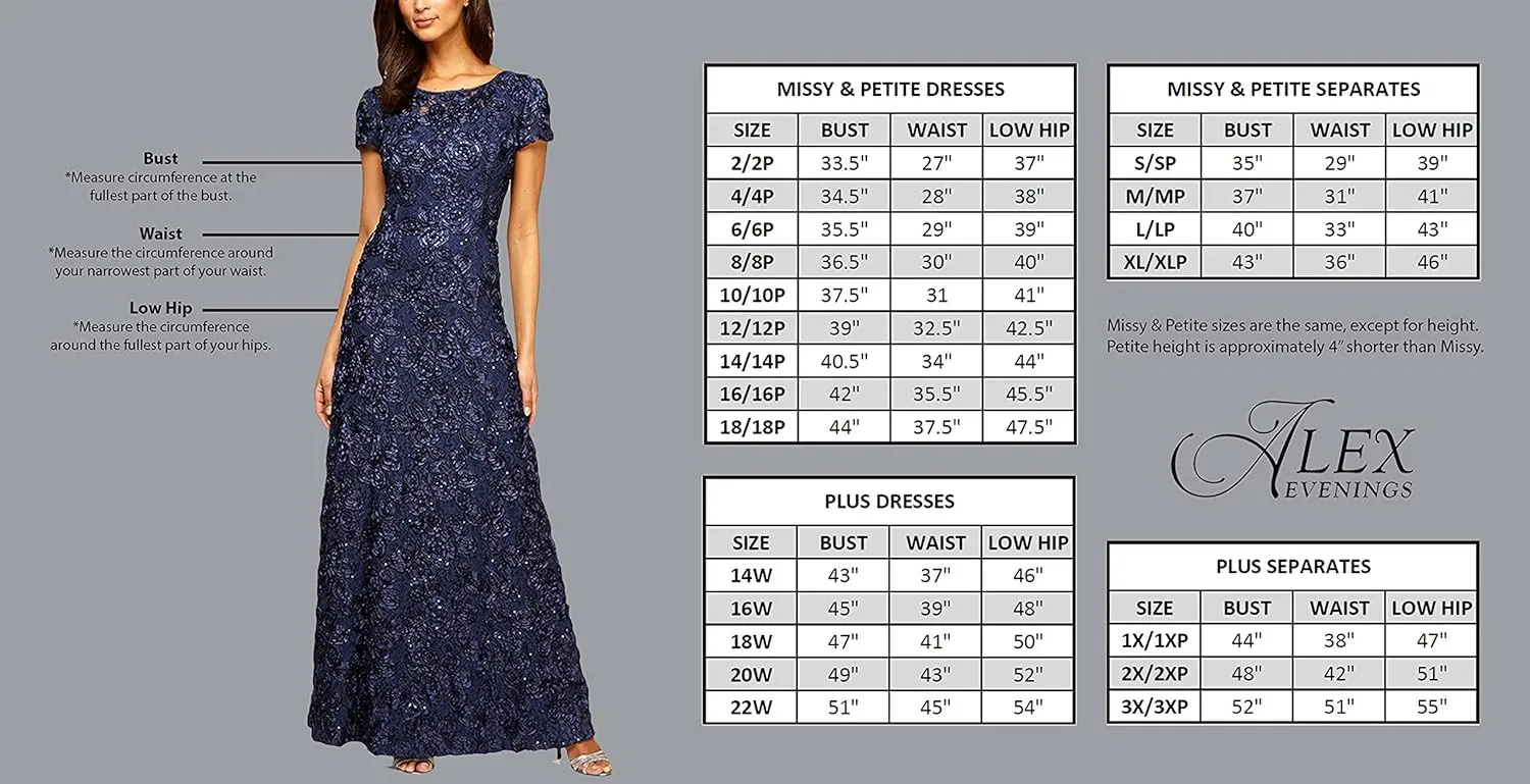 Alex Evenings Women's Tea Length Embroidered Cocktail Dress with Illusion Sleeves, Wedding Guest (Petite and Regular Sizes)