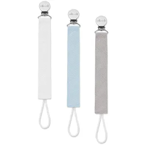 Ali Oli Linen Strap Pacifier Clip (Sky) Set of 3 (10" x 1") Baby Pacifier Holder for Newborn Pacifiers & Teethers, Binky Clips, Silicone-Free Pacifier Clips
