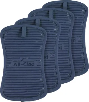 All-Clad Premium Pot Holder & Hot Pad: Heat Resistant to 500 Degrees - 100% Cotton, 10"x6.25" Hot Pad for Kitchen and Barbeque, 4-Pack, Indigo