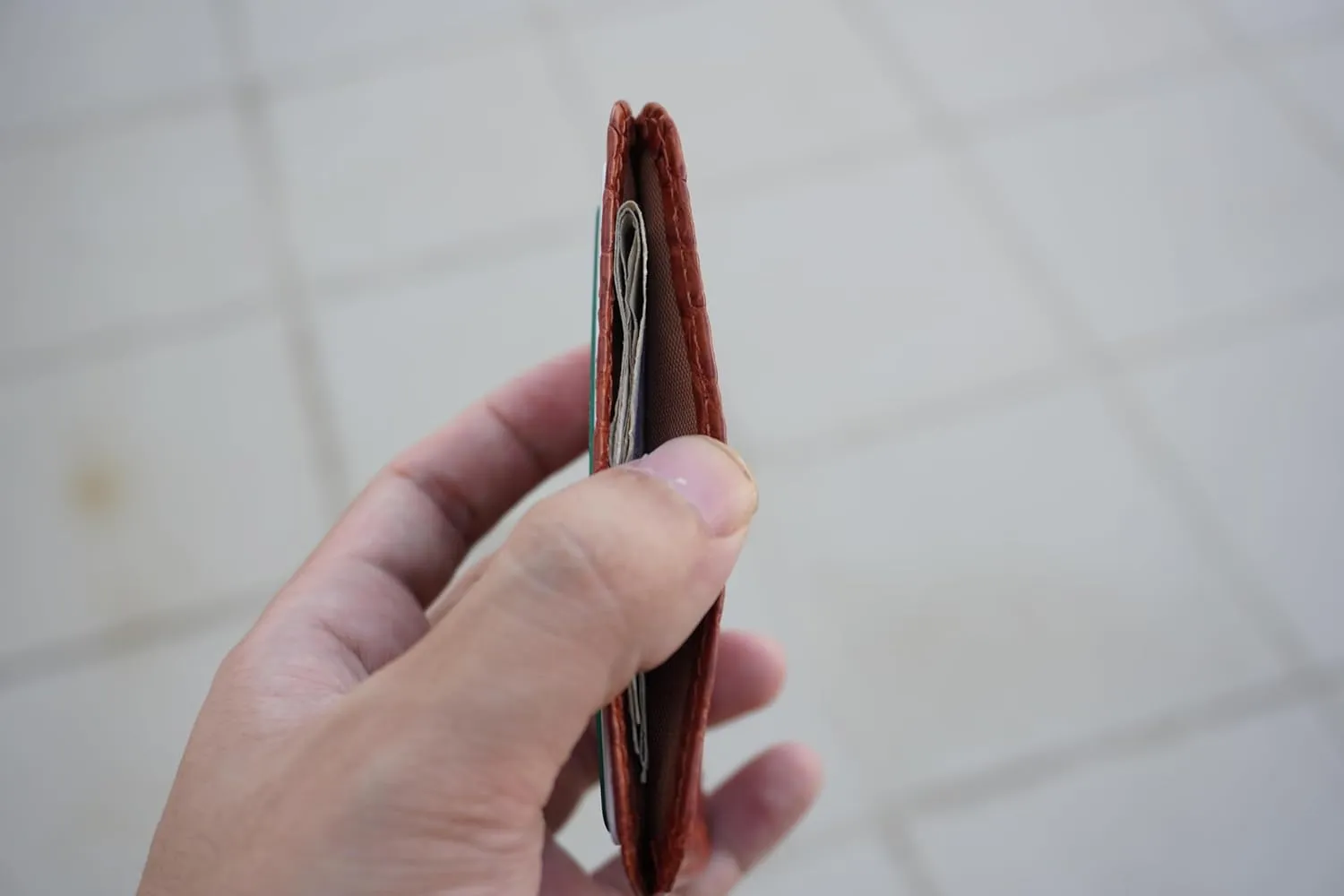 Alligator Credit Card Holder Bifold Wallet Front Pocket Gift For Men Crocodile Double Side Exotic Minimalist Leather Slim Executive Business Luxury Travel ID Case (Cognac-Croc Mini Card Holder)
