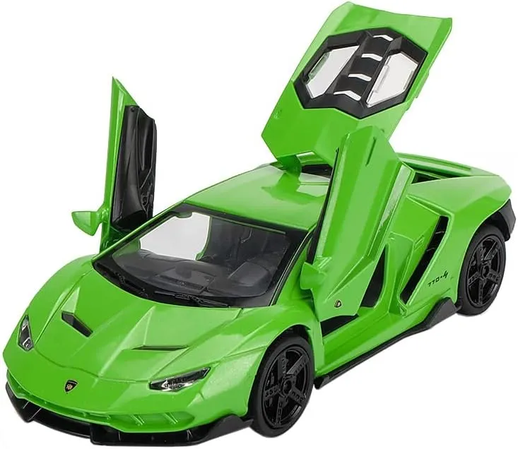Alloy Collectible Green Lambo Toy Cars Model Pull Back Vehicles Diecast with Light & Sound