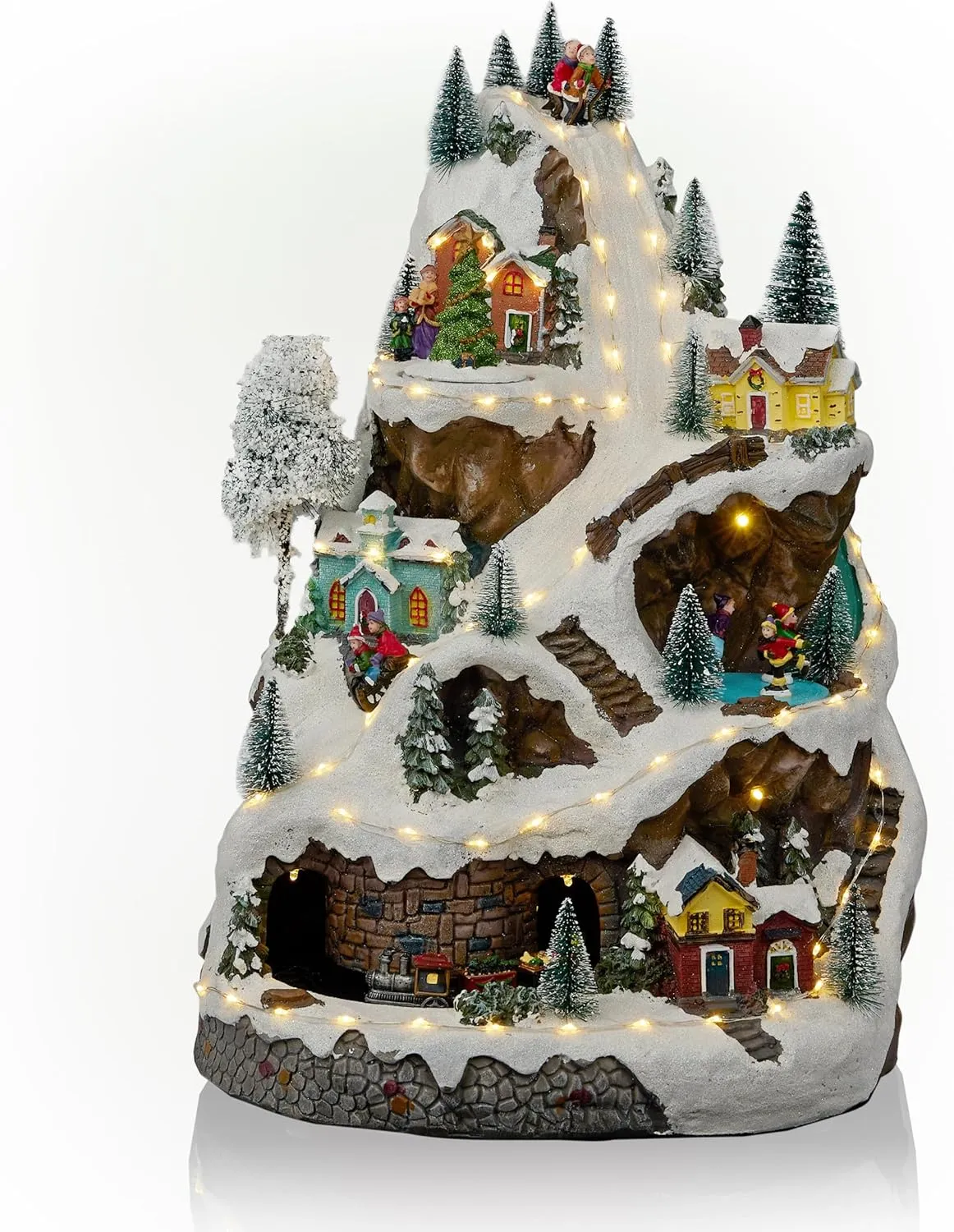 Alpine Corporation 18"H Indoor Animated Winter Wonderland Set with LED Lights and Music , Christmas Decoration
