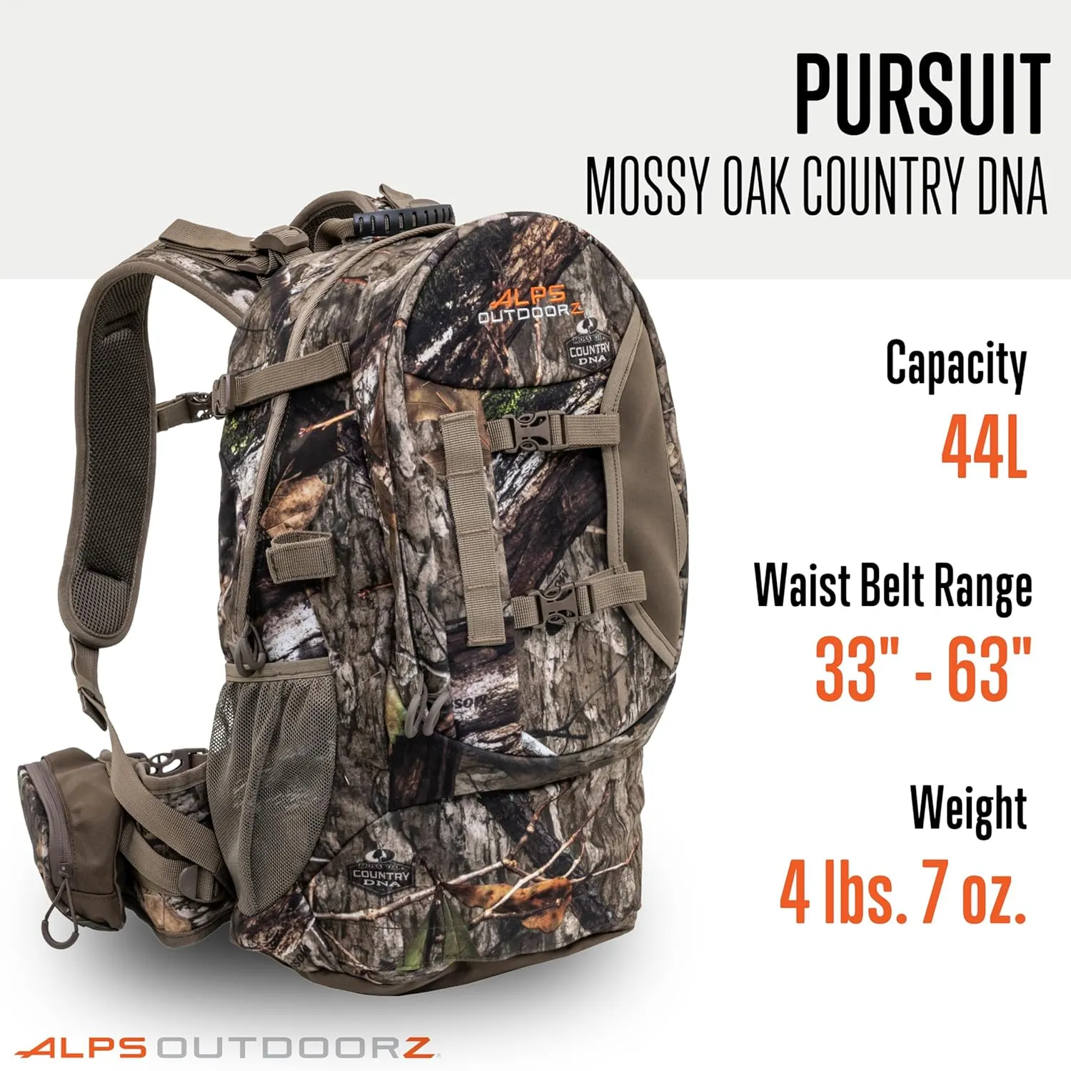 ALPS OutdoorZ Unisex Adult Pursuit Pack, Mossy Oak Country DNA, 44 L