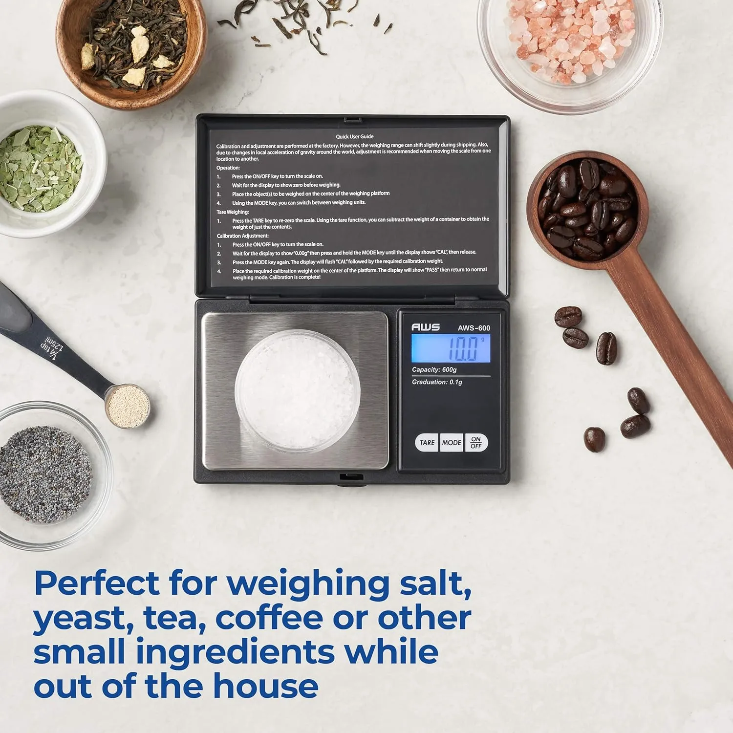 American Weigh Scales AWS-600 Digital Pocket Weight Scale, Digital Gram Scale, Jewelry Scale, Food Scale, Medicine Scale, Kitchen Scale, Small Pocket Scales, Backlit LCD 600 G x 0.1 G(Black)