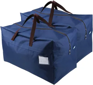 AMJ Heavy Duty Extra Large Moving Bags with Handles & Zippers, Storage Totes for Space Saving, Perfect Organization System (Blue - Set of 2)