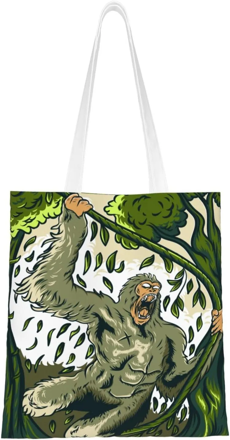 Angry Monkey Tote Bag for Women Canvas Shopping Bags Reusable Large Capacity Casual Shoulder Handbags Grocery Bags DIY Gift Bags