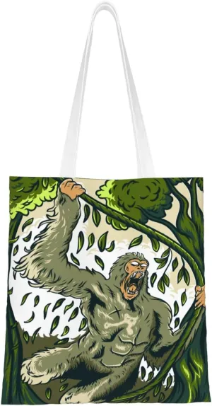 Angry Monkey Tote Bag for Women Canvas Shopping Bags Reusable Large Capacity Casual Shoulder Handbags Grocery Bags DIY Gift Bags