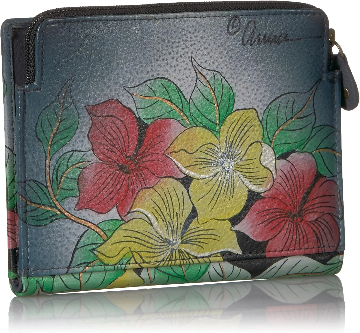 Anna By Anuschka Women's Hand-Painted Genuine Leather Two Fold Clutch Wallet