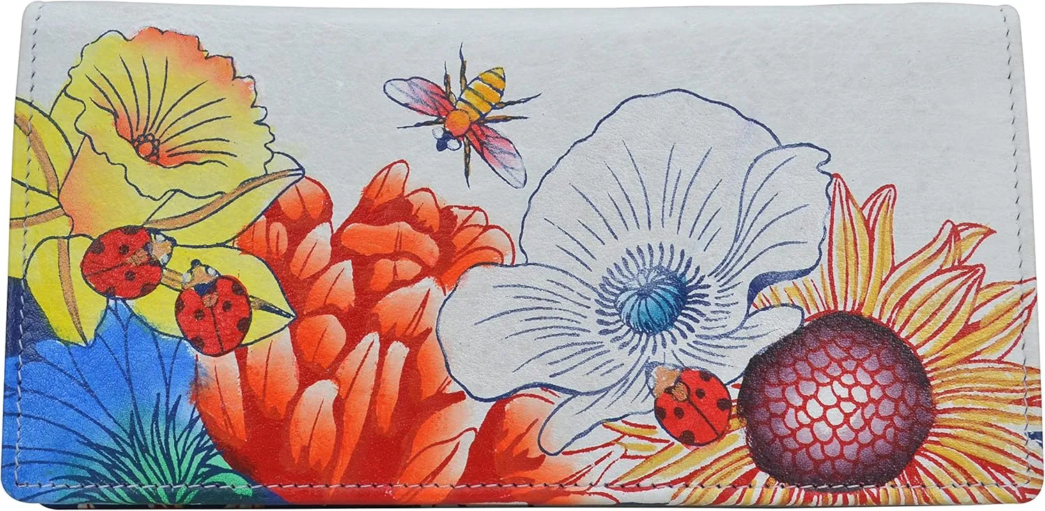 Anna by Anuschka Women's Hand Painted Leather Checkbook Cover-with Flap Closure & Card Holders-Amalfi Dawn