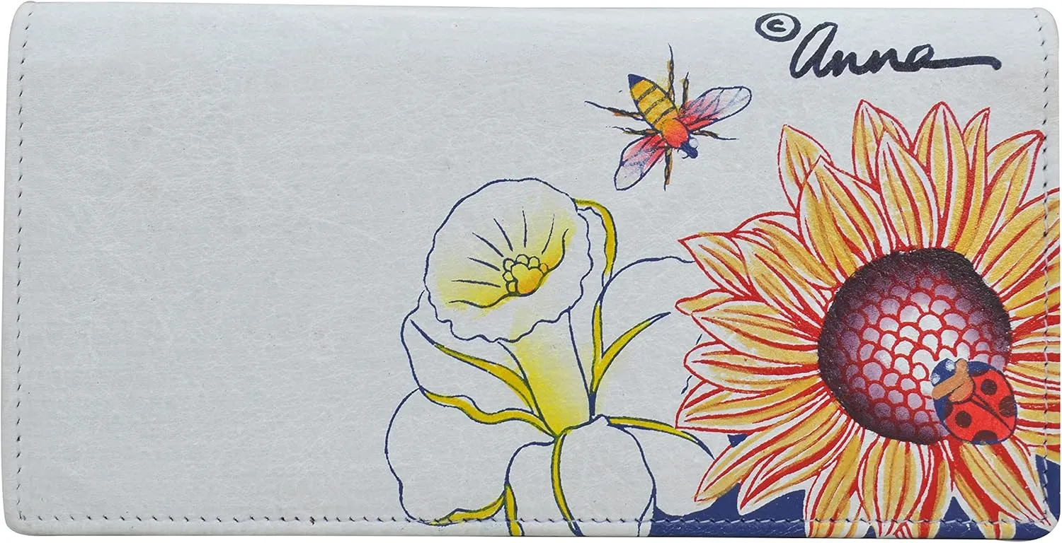 Anna by Anuschka Women's Hand Painted Leather Checkbook Cover-with Flap Closure & Card Holders-Amalfi Dawn