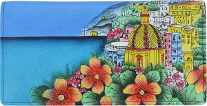 Anna by Anuschka Women's Hand Painted Leather Checkbook Cover-with Flap Closure & Card Holders-Amalfi Dawn