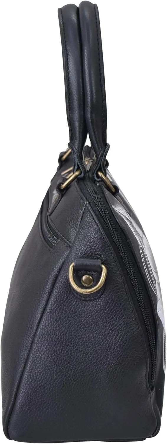 Anna by Anuschka Women's Hand-Painted Leather Wide Organizer Satchel