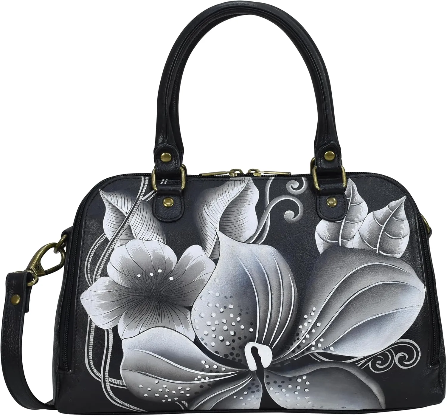 Anna by Anuschka Women's Hand-Painted Leather Wide Organizer Satchel