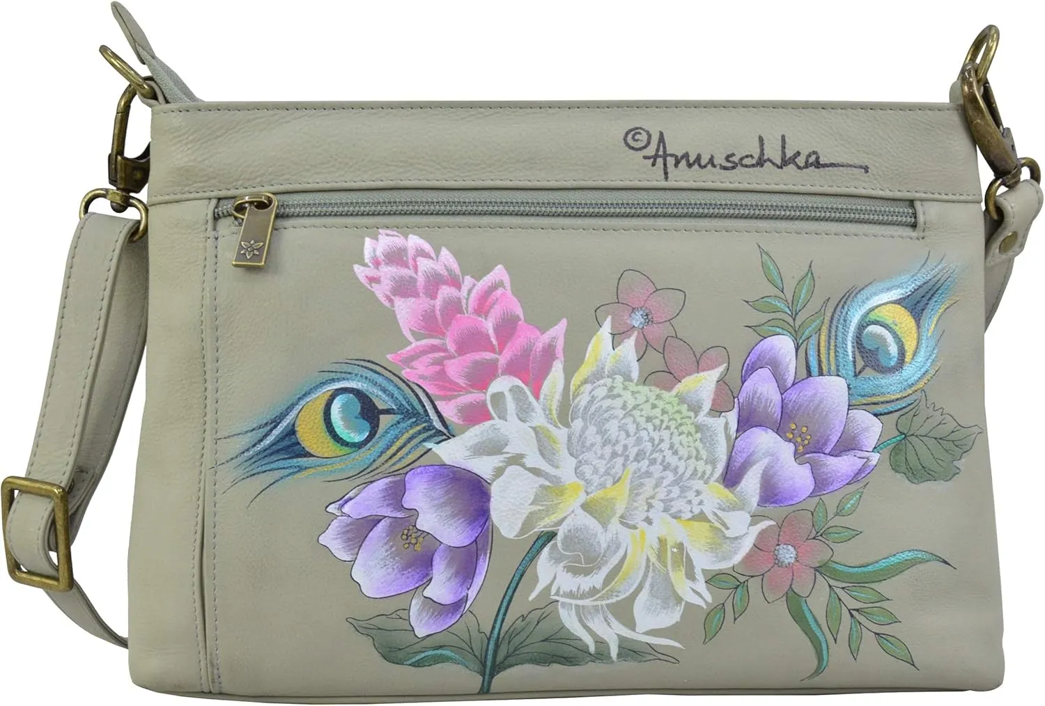 Anuschka Women’s Genuine Leather Shoulder Organiser - Hand Painted Exterior
