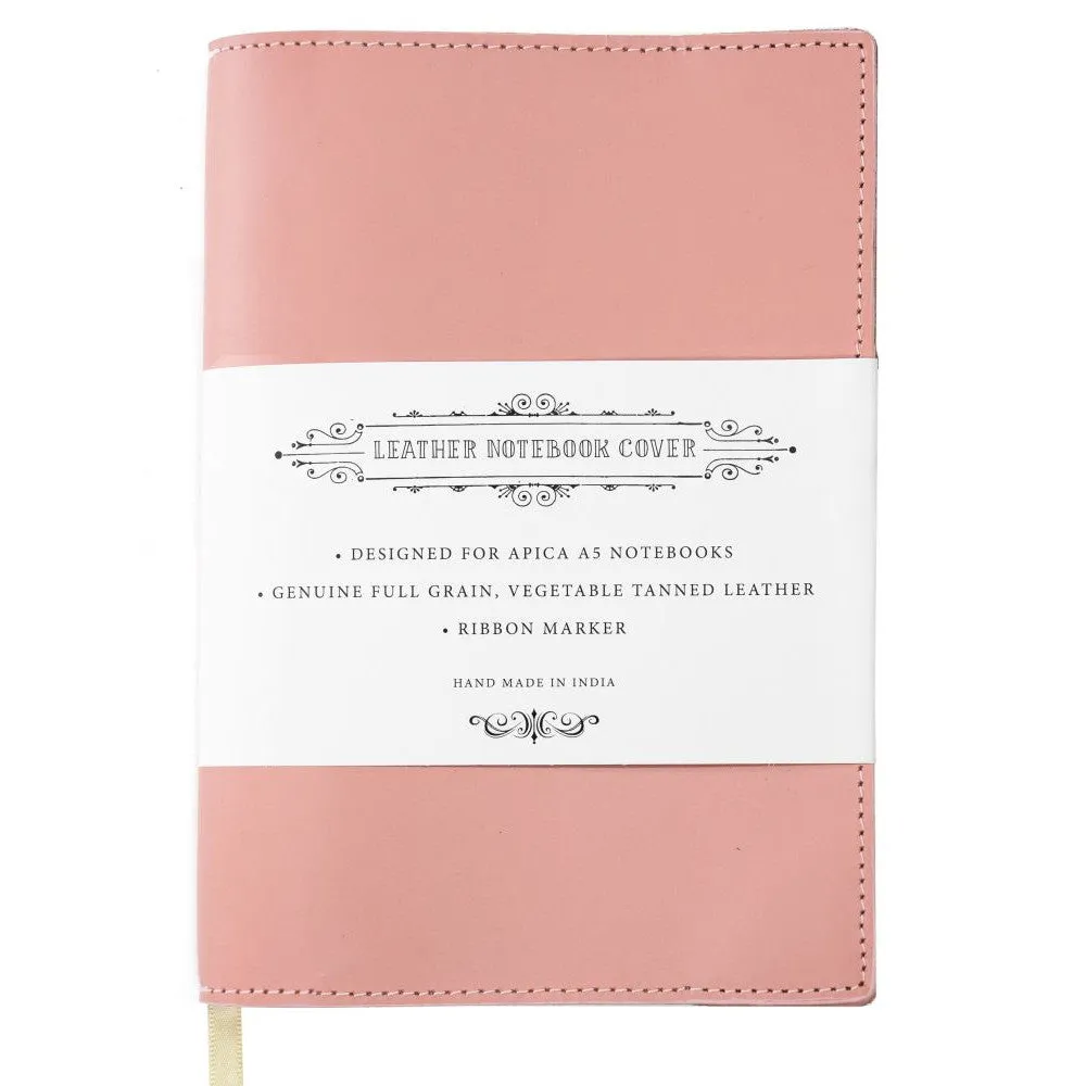 Apica Leather Notebook Jacket – A5, Dusky Pink
