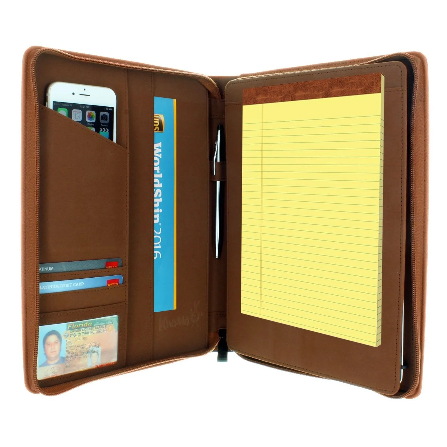 Apple iPad Air 2 PadFolio Case Brown Executive Notepad Holder 8.5" To 11" Inch
