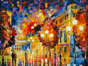 ART.COM Wall Art Print City Lights by Leonid Afremov, 24" x 18"