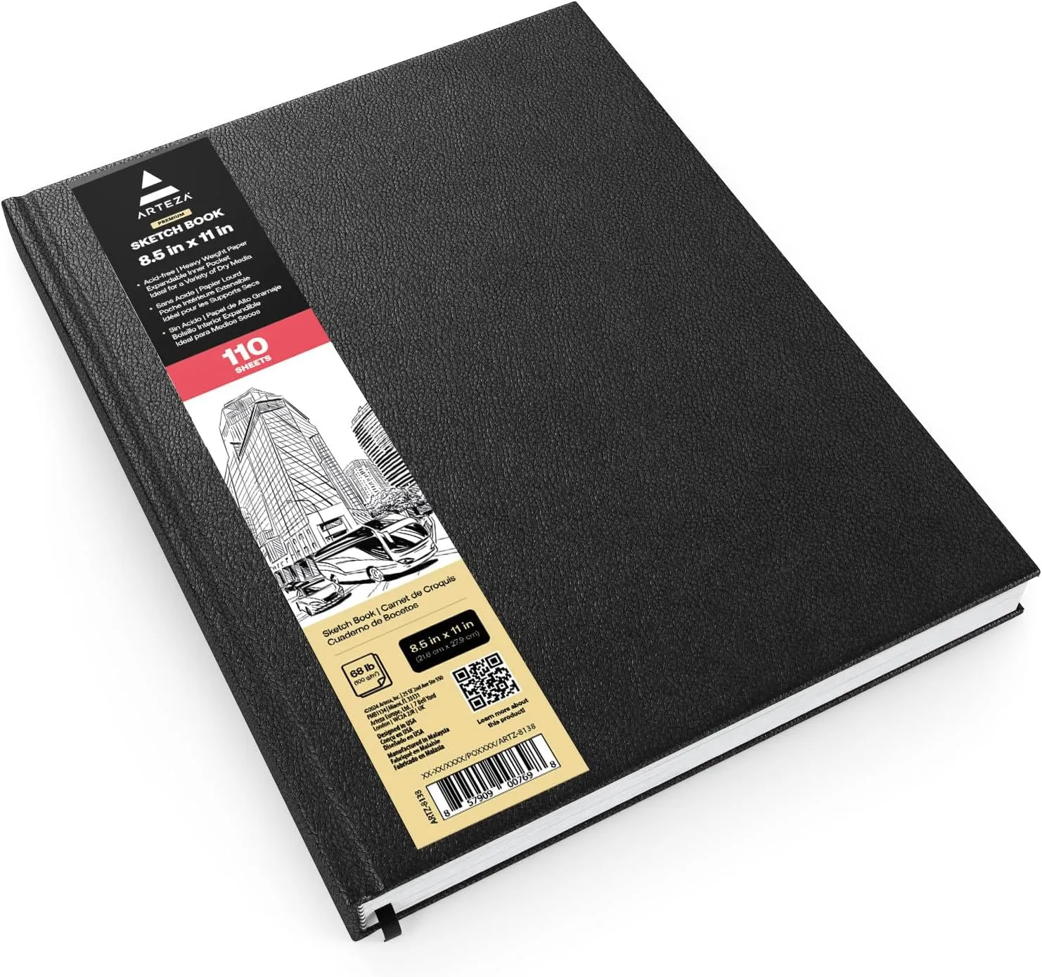 ARTEZA Hardcover Sketch Book 8.5 x 11 Drawing Pad 100 Sheets Sketch Pads for Drawing for Adults & Teens