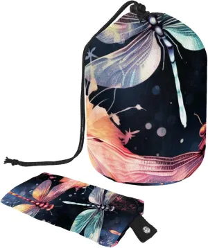 Artistic Insects Dragonfly Travel Cosmetic Bags Makeup Bag for Women, Foldable Drawstring Travel Cosmetic Bags, Portable Toiletry Bucket Bag