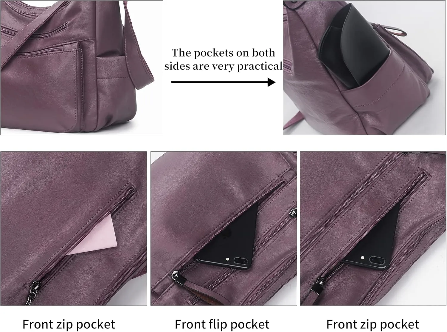 Artwell Fashion Crossbody Bag For Women Shoulder Bag Soft PU Leather Handbags Purses Multi Pocket Hobo Tote Bag