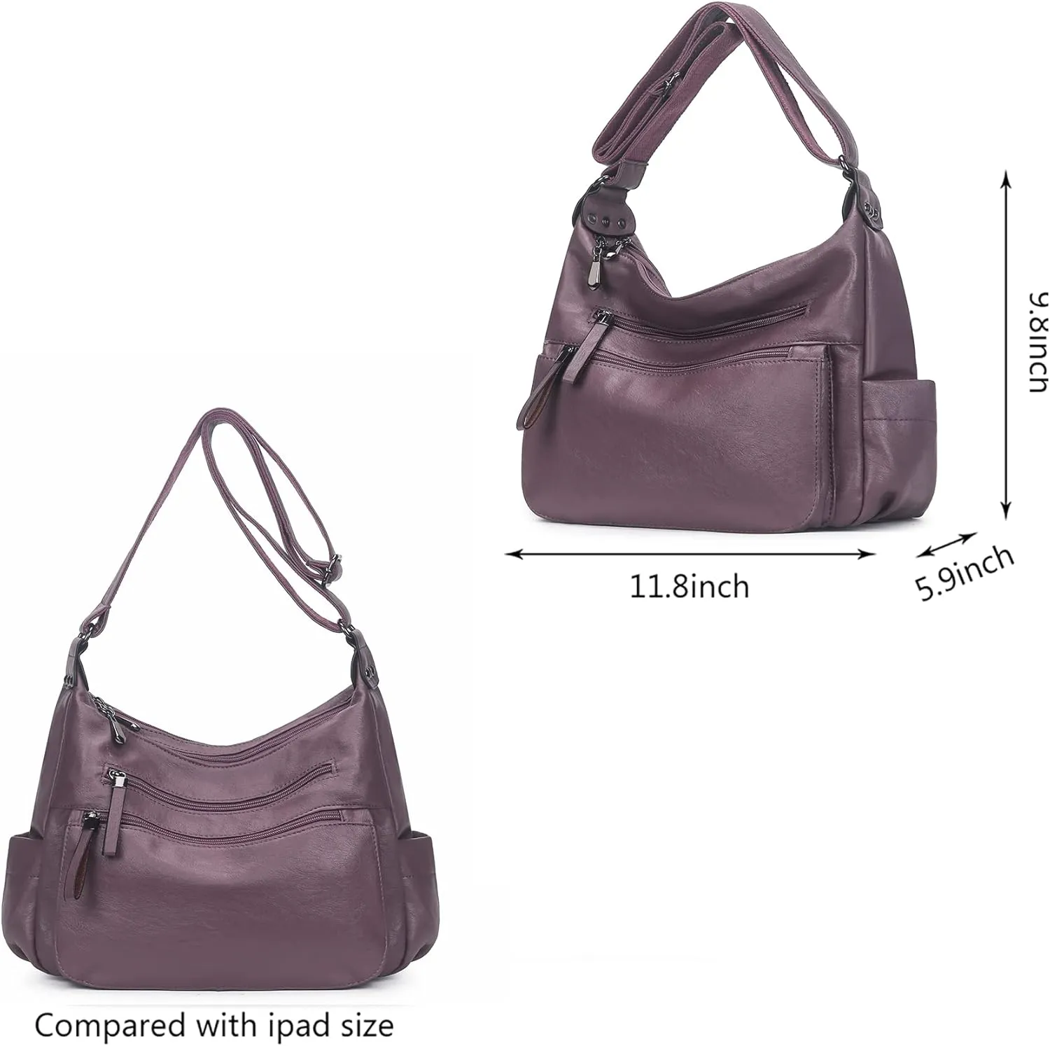 Artwell Fashion Crossbody Bag For Women Shoulder Bag Soft PU Leather Handbags Purses Multi Pocket Hobo Tote Bag