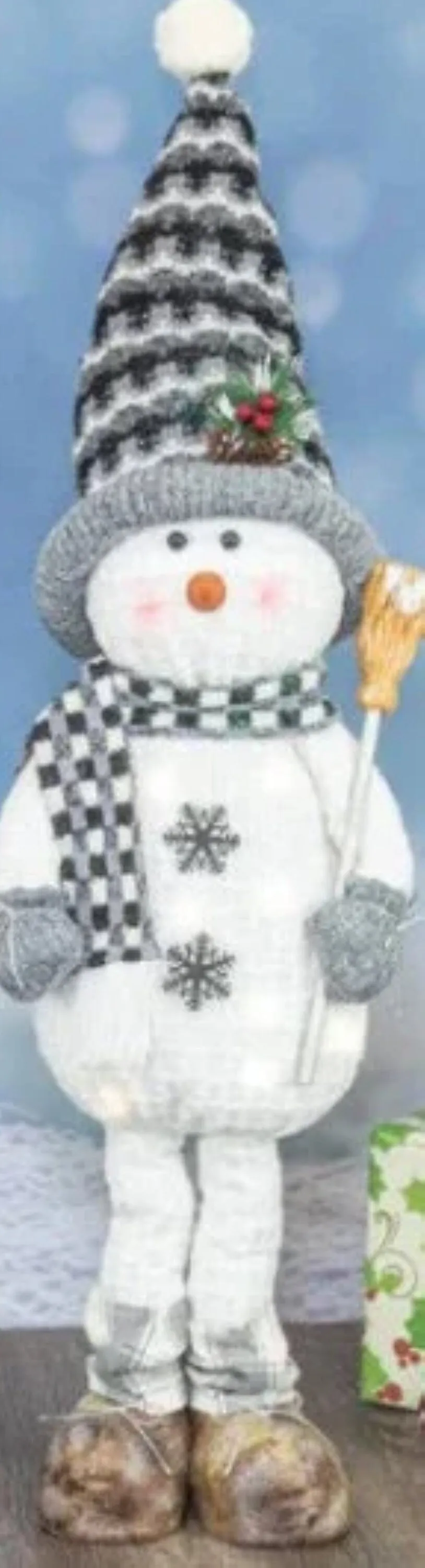 Ash Gray Snowman Stander with Lights