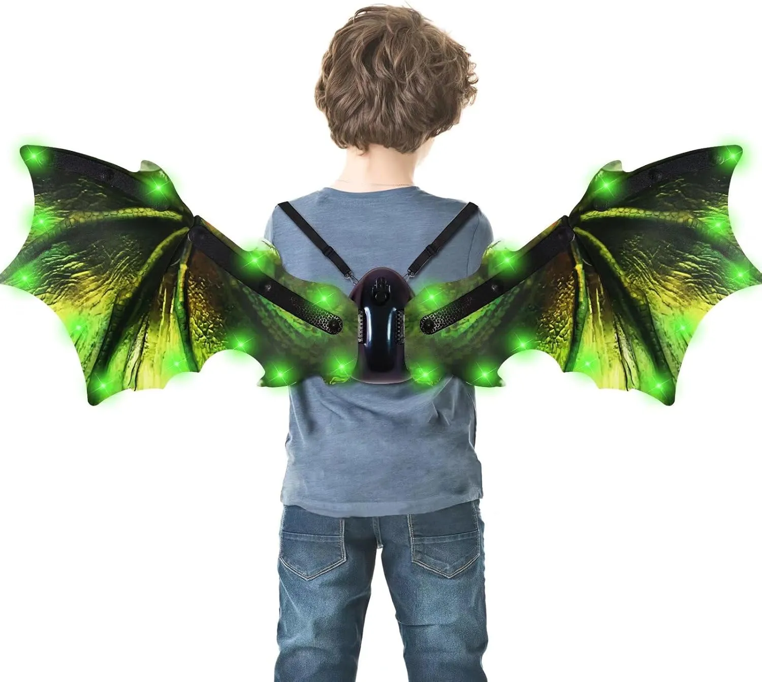 ATHLERIA Electric Dragon Wings Toys for Boys, Kids Dinosaur Wings with LED Light & Music, Halloween Dino Dress-Up Costumes, Dinosaur Toys Christmas Birthday Easter Party Gifts for Toddlers 3  Years