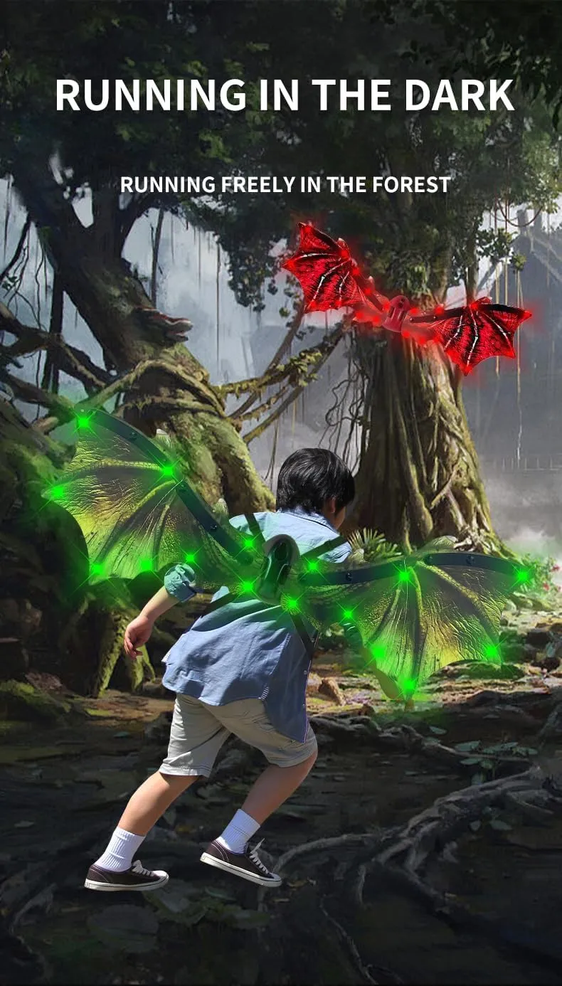 ATHLERIA Electric Dragon Wings Toys for Boys, Kids Dinosaur Wings with LED Light & Music, Halloween Dino Dress-Up Costumes, Dinosaur Toys Christmas Birthday Easter Party Gifts for Toddlers 3  Years