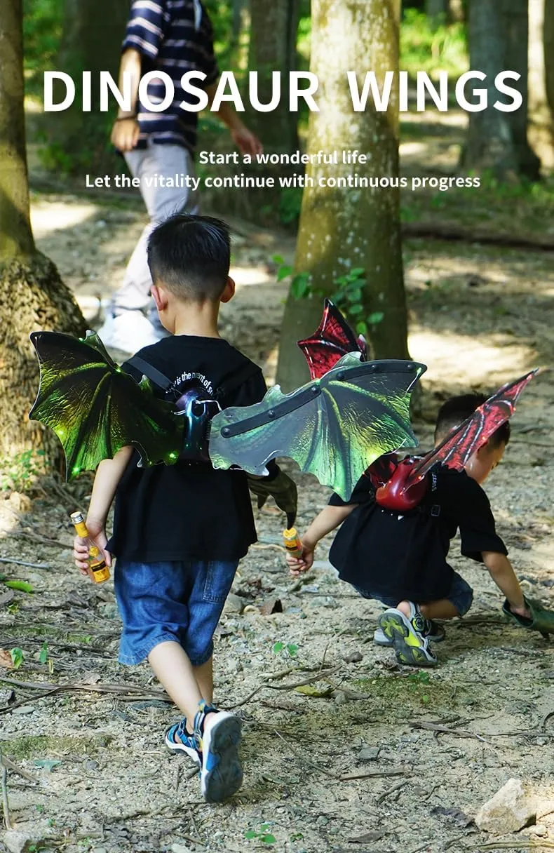 ATHLERIA Electric Dragon Wings Toys for Boys, Kids Dinosaur Wings with LED Light & Music, Halloween Dino Dress-Up Costumes, Dinosaur Toys Christmas Birthday Easter Party Gifts for Toddlers 3  Years