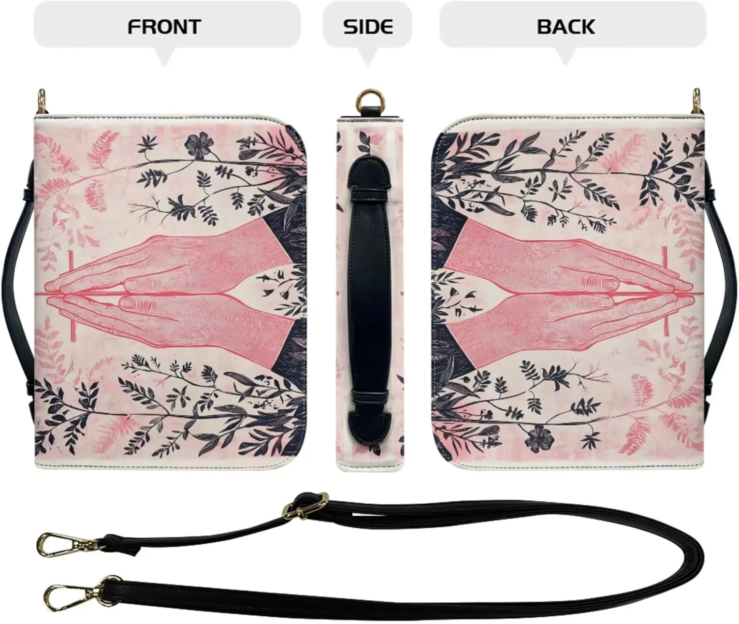Attractive Print Bible Cover with Bonus Bookmark Religious Elegance Praying Bible Cover Case for Women with Handle Zipper Large Lightweigh Scripture Book Study Accessories