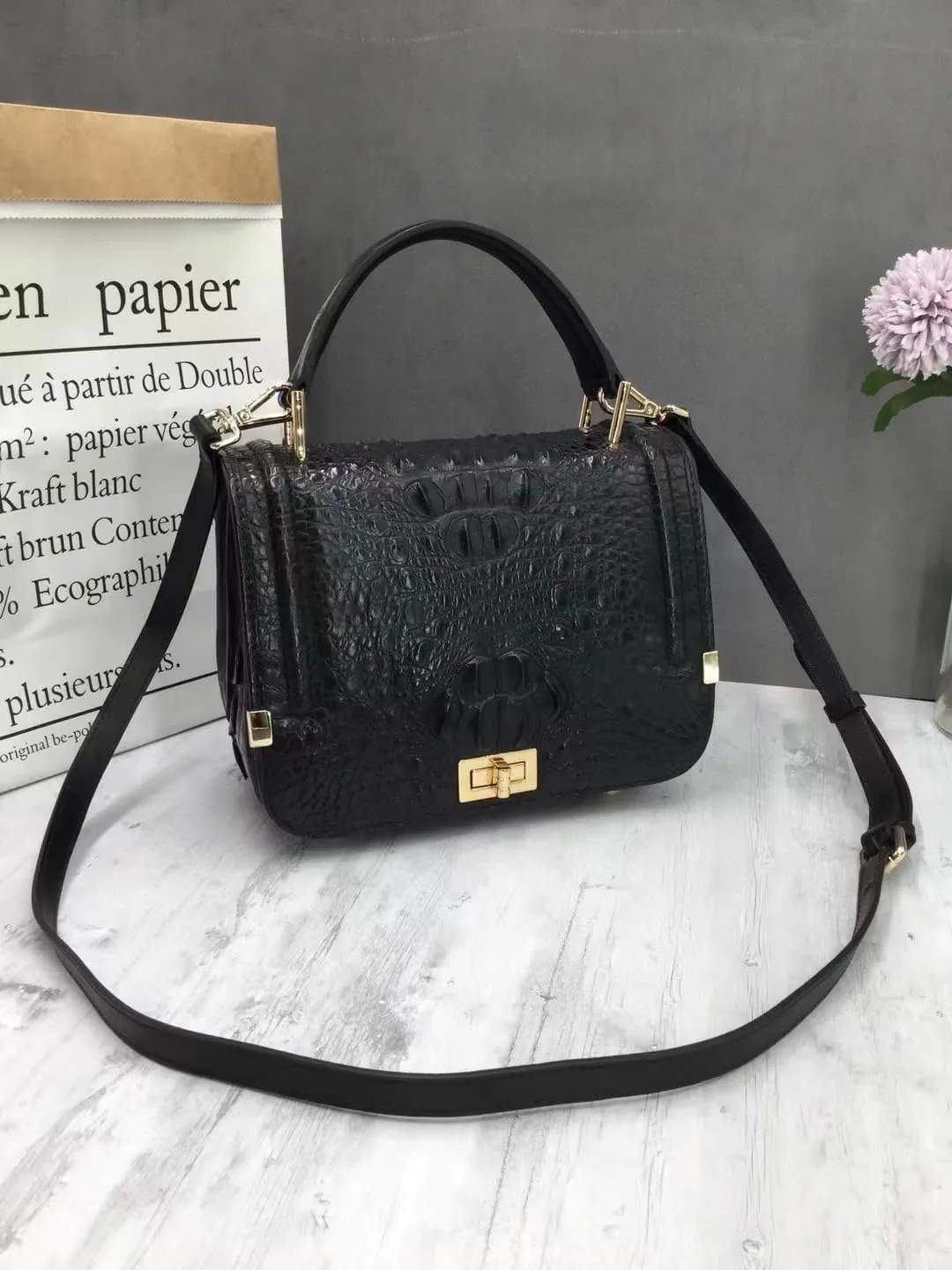 Authentic Crocodile Skin Female Flap Purse Genuine Alligator Leather Lady Small Pink Handbag Women Oblique Cross Shoulder Bag